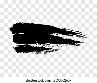 Golpe de pincel negro. Punto de tinta dibujado a mano aislado en un fondo transparente. Ilustración del vector