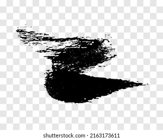 Black brush stroke. Hand drawn ink spot isolated on transparent background. Vector illustration