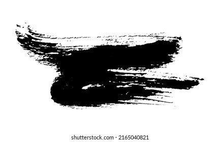 Black brush stroke. Hand drawn ink spot isolated on white background. Vector illustration