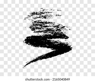 Black brush stroke. Hand drawn ink spot isolated on transparent background. Vector illustration