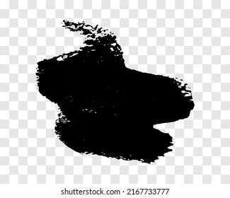 Black brush stroke. Hand drawn ink spot isolated on transparent background. Vector illustration