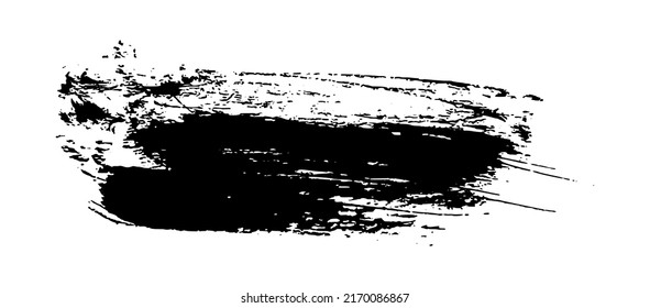 Black brush stroke. Hand drawn ink spot isolated on white background. Vector illustration