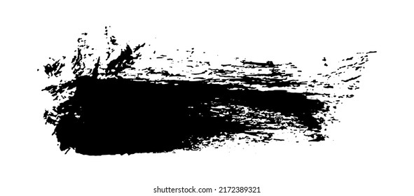 Black brush stroke. Hand drawn ink spot isolated on white background. Vector illustration