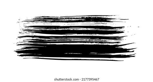 Golpe de pincel negro. Punto de tinta dibujado a mano aislado sobre fondo blanco. Ilustración del vector