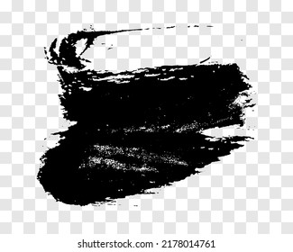 Black brush stroke. Hand drawn ink spot isolated on transparent background. Vector illustration