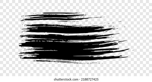 Golpe de pincel negro. Punto de tinta dibujado a mano aislado en un fondo transparente. Ilustración del vector