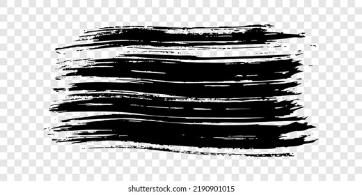 Black brush stroke. Hand drawn ink spot isolated on transparent background. Vector illustration