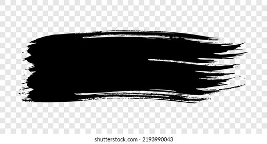 Golpe de pincel negro. Punto de tinta dibujado a mano aislado en un fondo transparente. Ilustración del vector