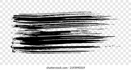 Black brush stroke. Hand drawn ink spot isolated on transparent background. Vector illustration
