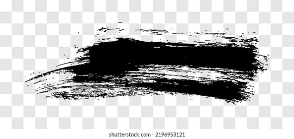 Golpe de pincel negro. Punto de tinta dibujado a mano aislado en un fondo transparente. Ilustración del vector