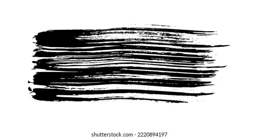 Black brush stroke. Hand drawn ink spot isolated on white background. Vector illustration