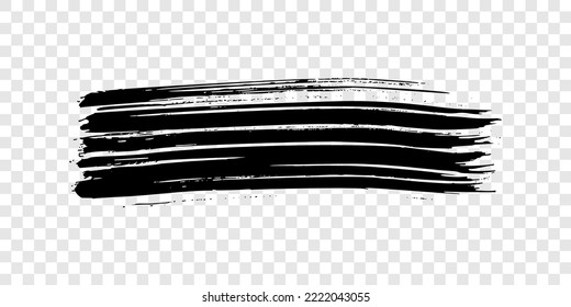 Golpe de pincel negro. Punto de tinta dibujado a mano aislado en un fondo transparente. Ilustración del vector