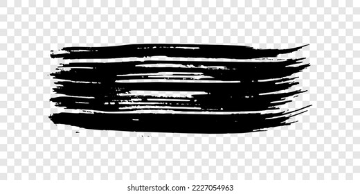 Black brush stroke. Hand drawn ink spot isolated on transparent background. Vector illustration