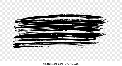 Black brush stroke. Hand drawn ink spot isolated on transparent background. Vector illustration