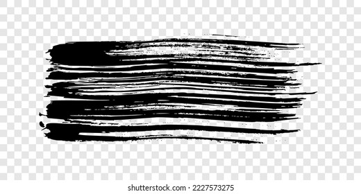 Black brush stroke. Hand drawn ink spot isolated on transparent background. Vector illustration