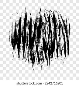 Black brush stroke. Hand drawn ink spot isolated on transparent background. Vector illustration