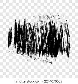 Black brush stroke. Hand drawn ink spot isolated on transparent background. Vector illustration
