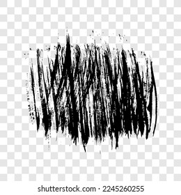 Black brush stroke. Hand drawn ink spot isolated on transparent background. Vector illustration
