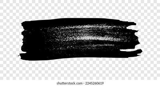 Golpe de pincel negro. Punto de tinta dibujado a mano aislado en un fondo transparente. Ilustración del vector
