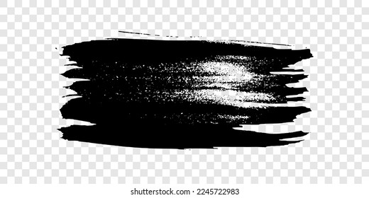 Golpe de pincel negro. Punto de tinta dibujado a mano aislado en un fondo transparente. Ilustración del vector