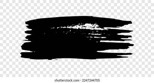 Black brush stroke. Hand drawn ink spot isolated on transparent background. Vector illustration