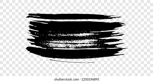 Black brush stroke. Hand drawn ink spot isolated on transparent background. Vector illustration