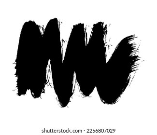 Schwarzer Pinselstrich. Handgezeichneter Tintenfleck einzeln auf weißem Hintergrund. Vektorgrafik