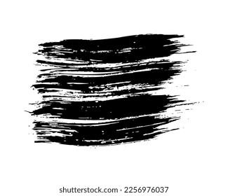 Schwarzer Pinselstrich. Handgezeichneter Tintenfleck einzeln auf weißem Hintergrund. Vektorgrafik