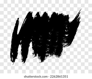 Black brush stroke. Hand drawn ink spot isolated on transparent background. Vector illustration