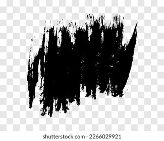 Black brush stroke. Hand drawn ink spot isolated on transparent background. Vector illustration