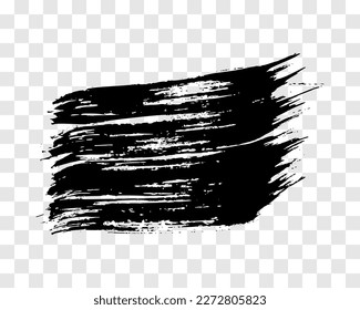 Black brush stroke. Hand drawn ink spot isolated on transparent background. Vector illustration