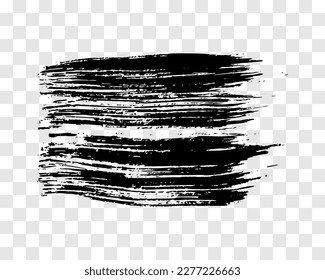 Golpe de pincel negro. Punto de tinta dibujado a mano aislado en un fondo transparente. Ilustración del vector