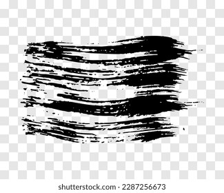 Black brush stroke. Hand drawn ink spot isolated on transparent background. Vector illustration