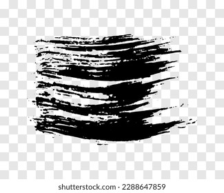 Black brush stroke. Hand drawn ink spot isolated on transparent background. Vector illustration