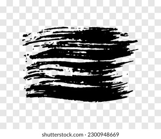 Black brush stroke. Hand drawn ink spot isolated on transparent background. Vector illustration