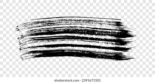 Black brush stroke. Hand drawn ink spots isolated on transparent background. Vector illustration