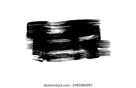 Black brush stroke. Hand drawn ink spot isolated on white background. Vector illustration