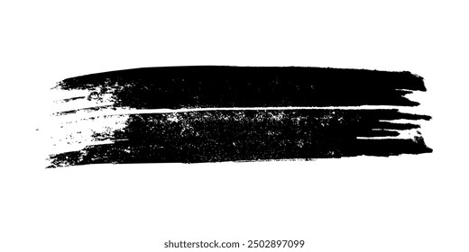 Pincelada negra. Mancha de tinta dibujada a mano aislada sobre fondo blanco. Ilustración vectorial