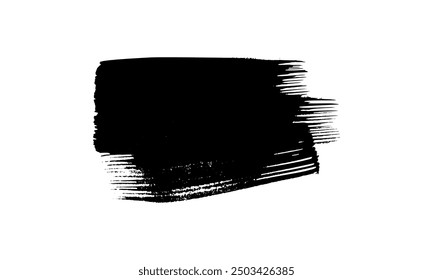 Pincelada negra. Mancha de tinta dibujada a mano aislada sobre fondo blanco. Ilustración vectorial
