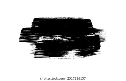 Schwarzer Pinselstrich. Handgezeichneter Tintenfleck einzeln auf weißem Hintergrund. Vektorgrafik