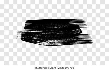 Black brush stroke. Hand drawn ink spot isolated on transparent background. Vector illustration