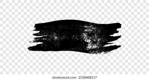 Black brush stroke. Hand drawn ink spot isolated on transparent background. Vector illustration