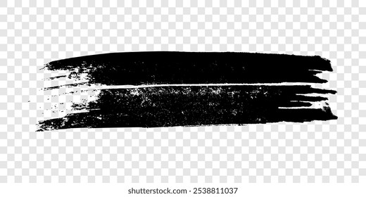 Black brush stroke. Hand drawn ink spot isolated on transparent background. Vector illustration