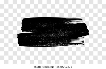 Black brush stroke. Hand drawn ink spot isolated on transparent background. Vector illustration