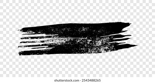 Black brush stroke. Hand drawn ink spot isolated on transparent background. Vector illustration