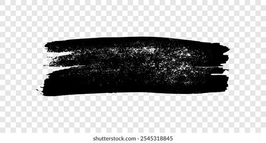 Black brush stroke. Hand drawn ink spot isolated on transparent background. Vector illustration