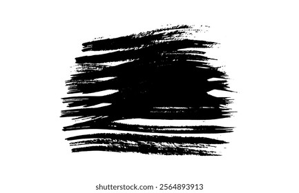 Black brush stroke. Hand drawn ink spot isolated on white background. Vector illustration