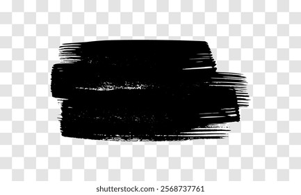 Black brush stroke. Hand drawn ink spot isolated on transparent background. Vector illustration