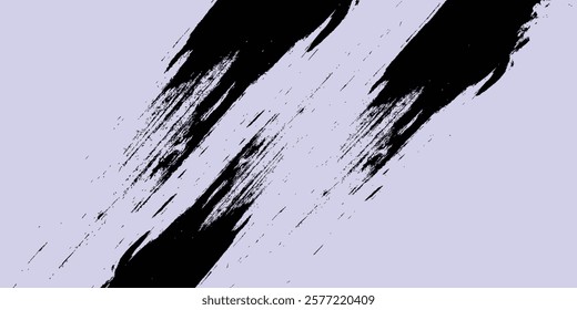 Black brush stroke. Hand drawn ink spot isolated on transparent background. Vector illustration