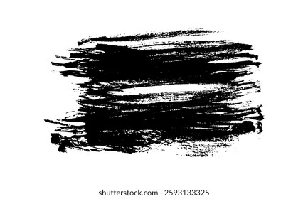 Black brush stroke. Hand drawn ink spot isolated on white background. Vector illustration